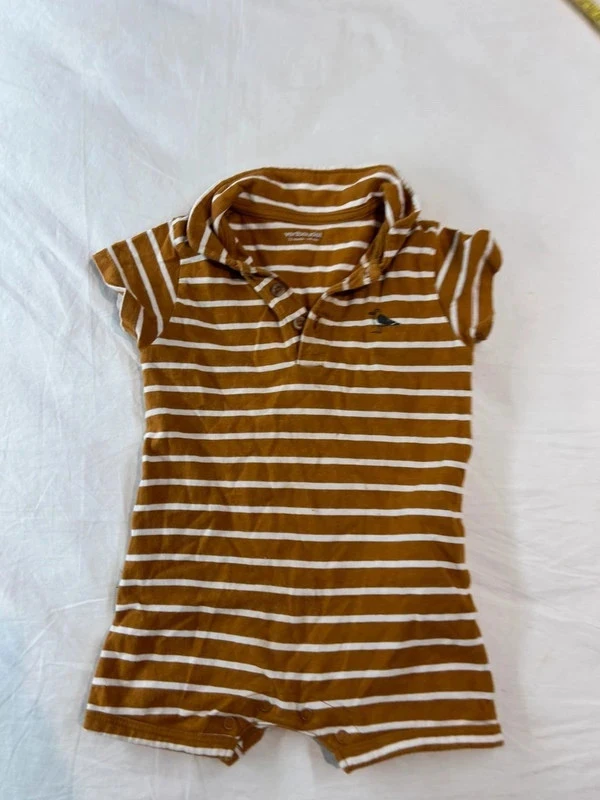 Mono de rayas Vertbaudet marrón blanco talla para niños 12 meses – photo 2